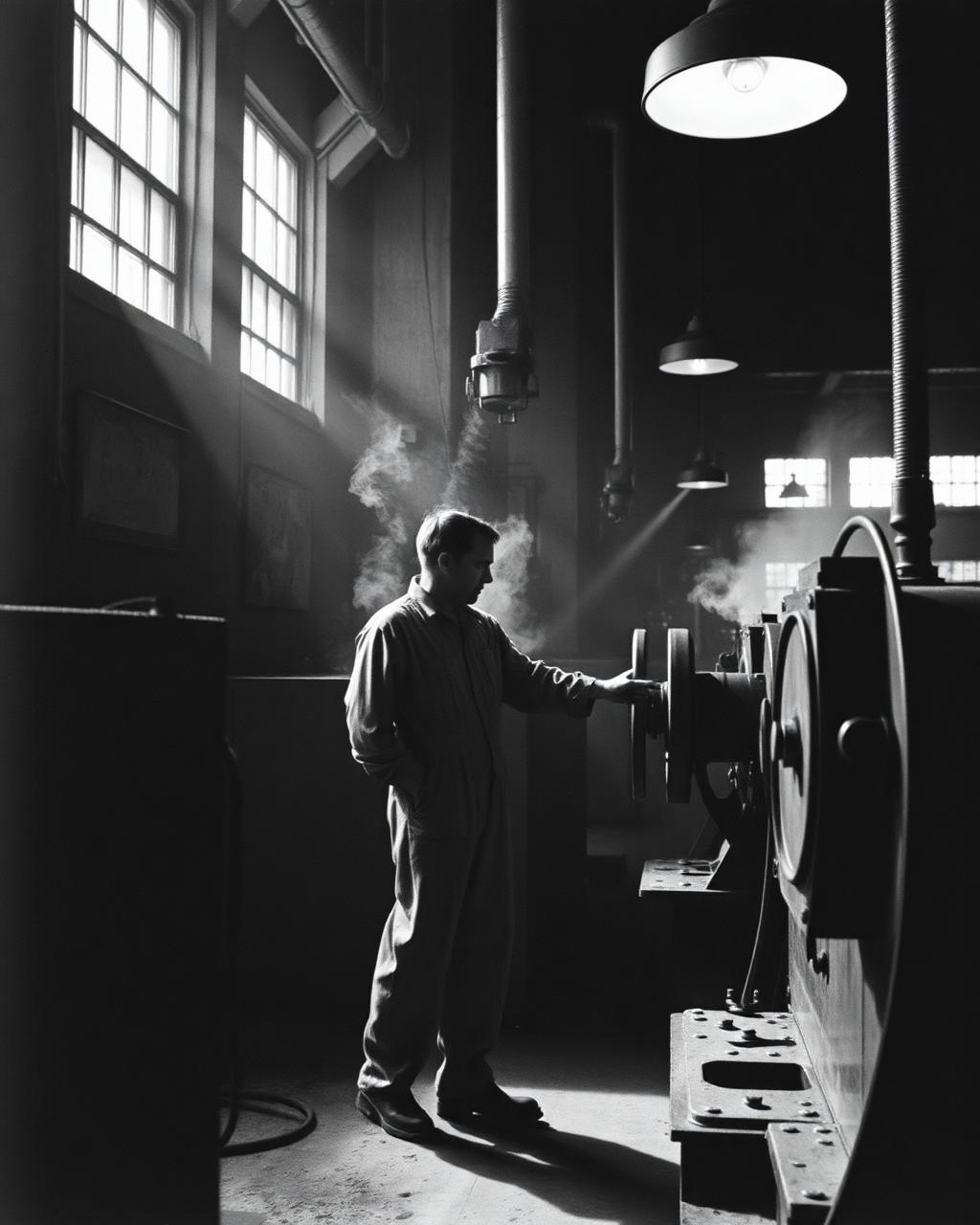 Factory Worker, Detroit — photographie documentaire, 1968 · Gelatin silver print